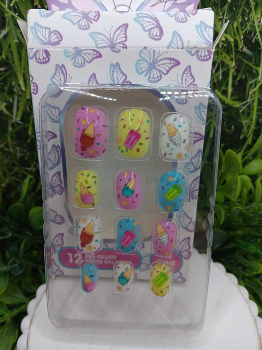 Ice Cream Themed Little Girl's Nail Set