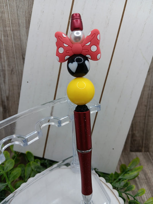 Red Bow Beaded Ink Pen