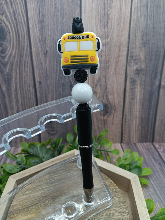 School Bus Beaded Ink Pen