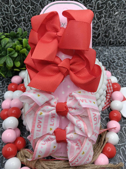 Pink & Red Love Hair Accessory Set