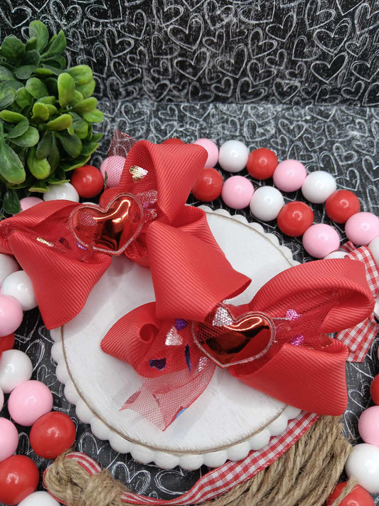 Red Heart Hair Accessory - Set of 2