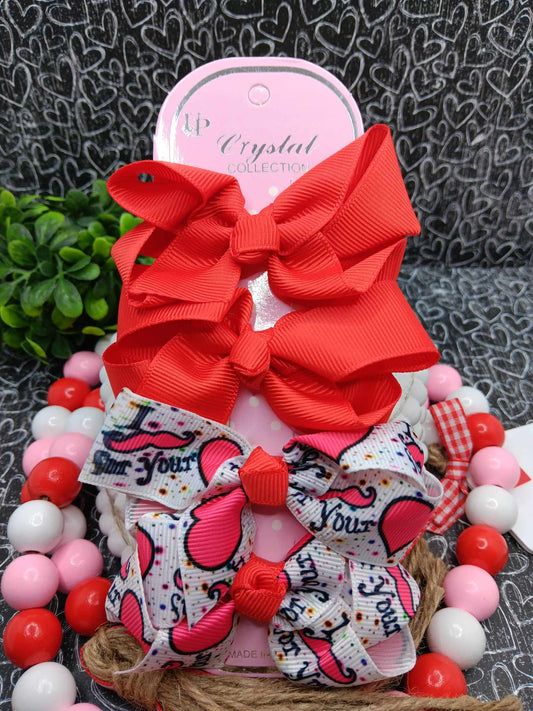 Red & Pink Hearts Hair Accessory Set