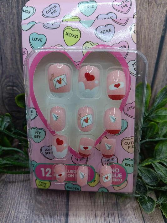 Hearts & Love Little Girl's Press on Nail Set