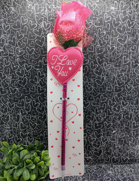 I love you Hot Pink Rose ink Pen