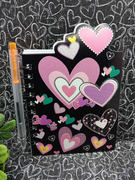 Black w/ Hearts Notebook w/ Pen