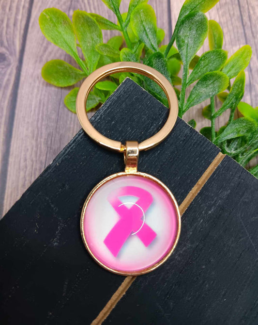 Pink Ribbon Breast Cancer Awareness Keychain
