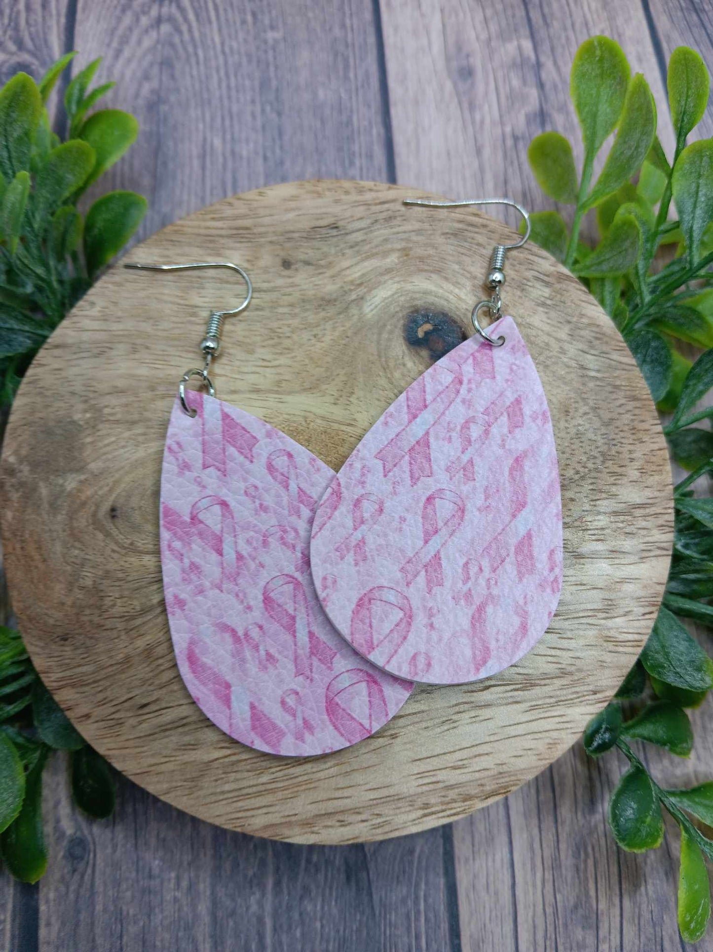 Lighter Pink Ribbon Earrings