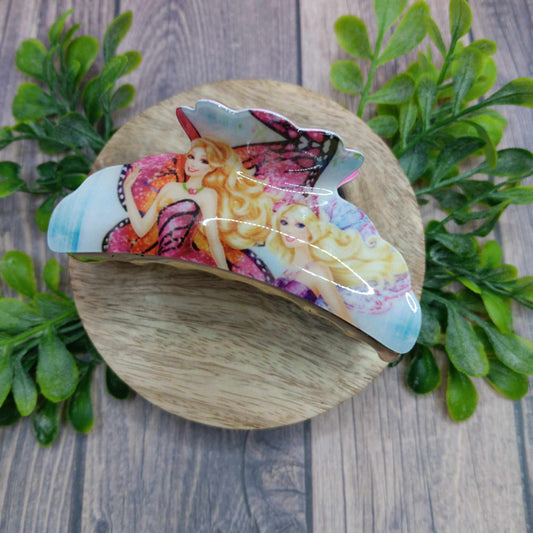 Blue Hair Claw Clip w/ Dolls