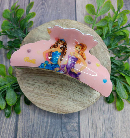 Pink Hair Claw Clip w/ Dolls