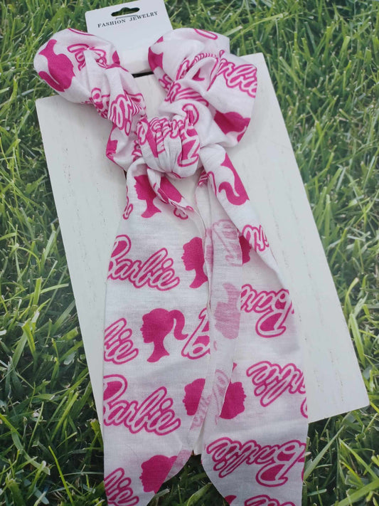 Pink Girl Themed Hair Scrunch Scarf