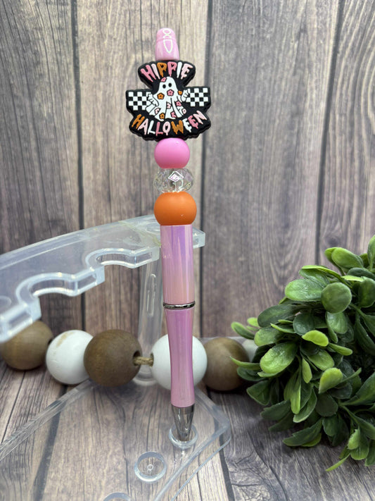 Hippie Halloween Ghost Beaded Ink Pen