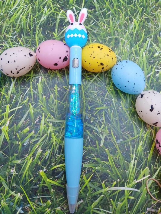 Blue Bunny Glitter Light Up Pen