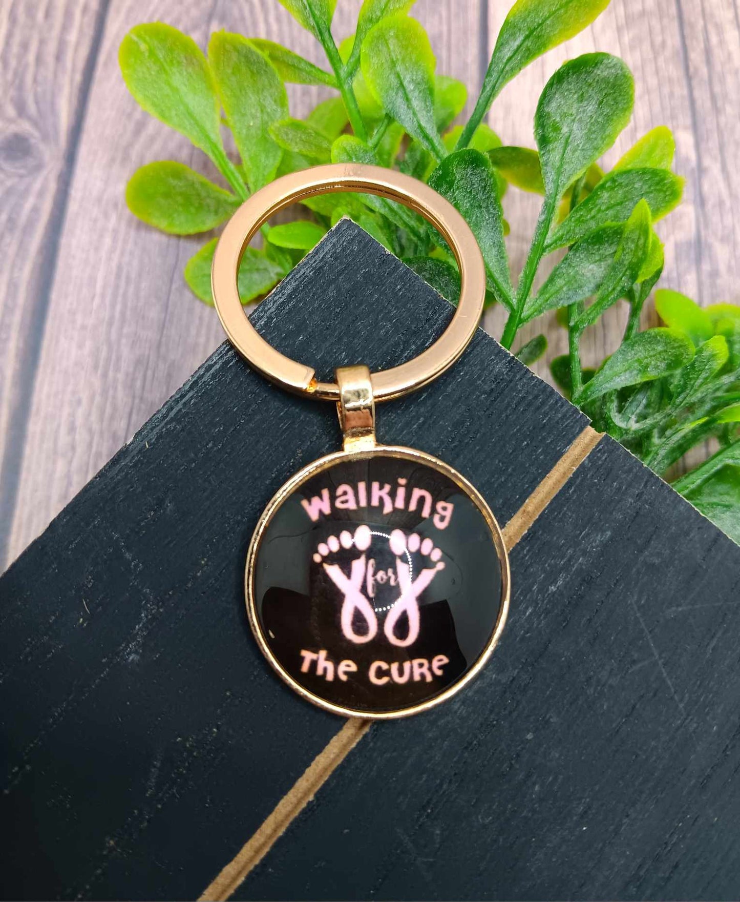 Walking for the Cure Breast Cancer Awareness Keychain