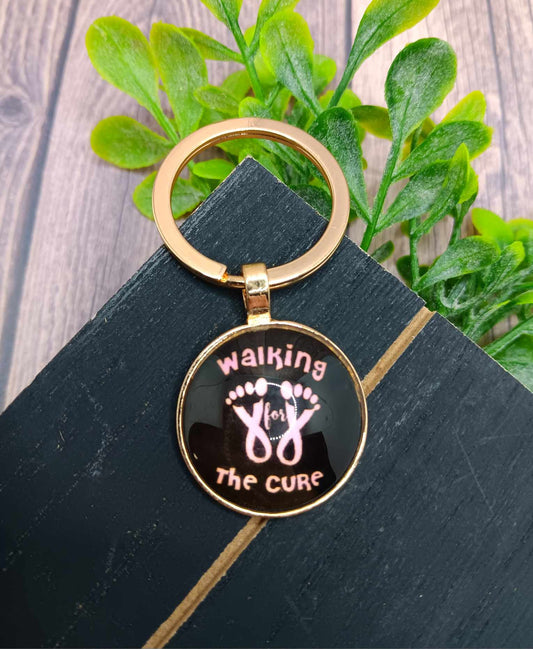Walking for the Cure Breast Cancer Awareness Keychain