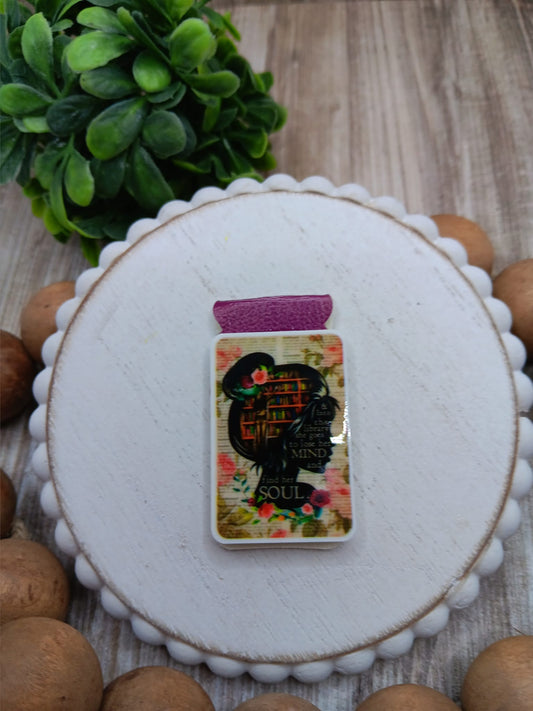 Floral Woman Reading Books Magnetic Bookmark