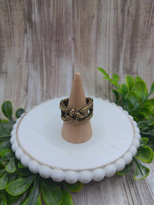 Twisted Brass Rhinestone Ring