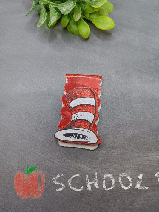Red & White Hat Magnetic Bookmark - Red