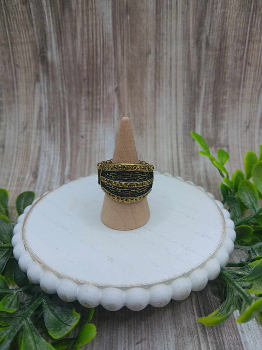 Rounded Brass Rhinestone Ring