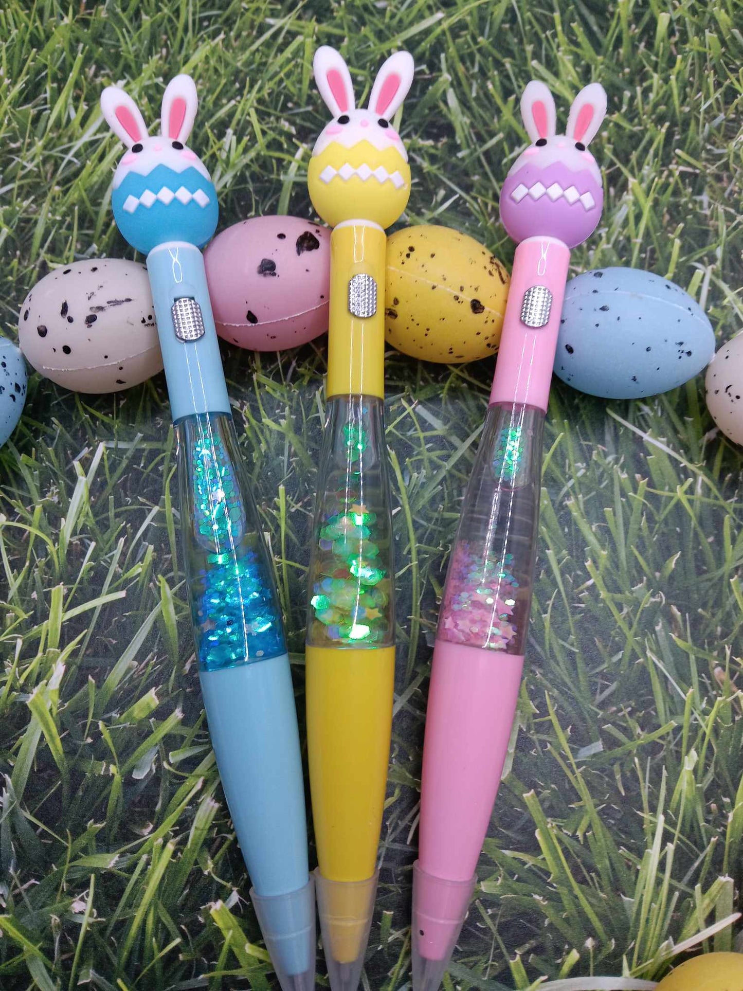 Pink Bunny Glitter Light Up Pen