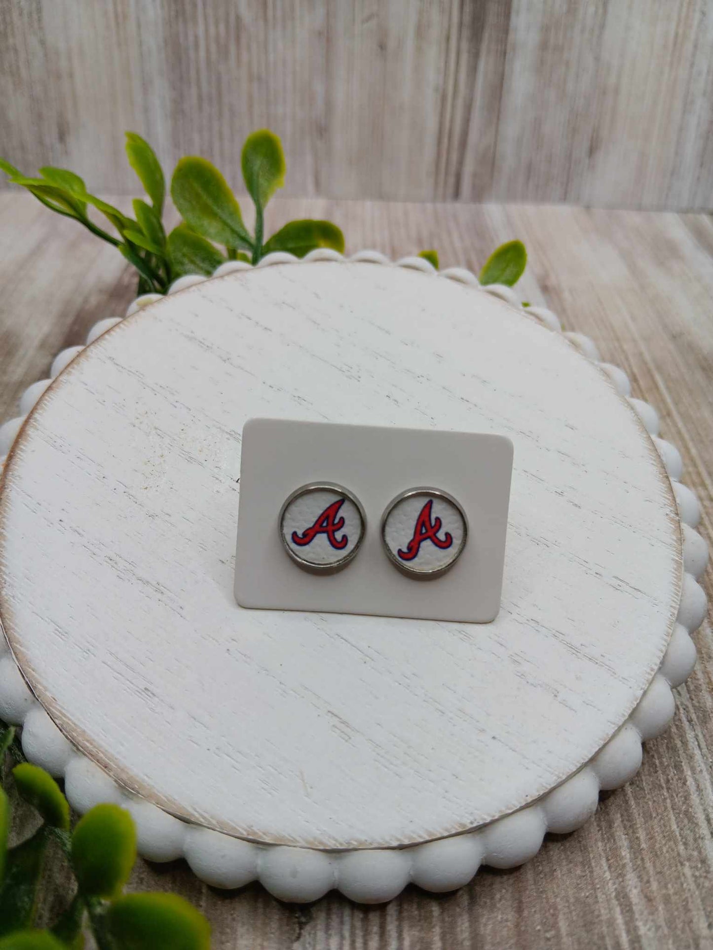 "A" Sports Themed Earrings - Available in Blue or White