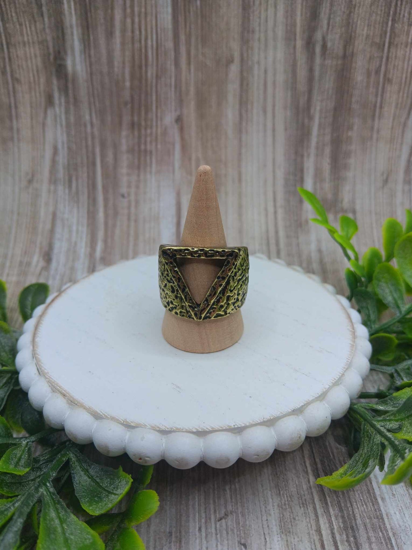 Brass Hammered Texture Ring