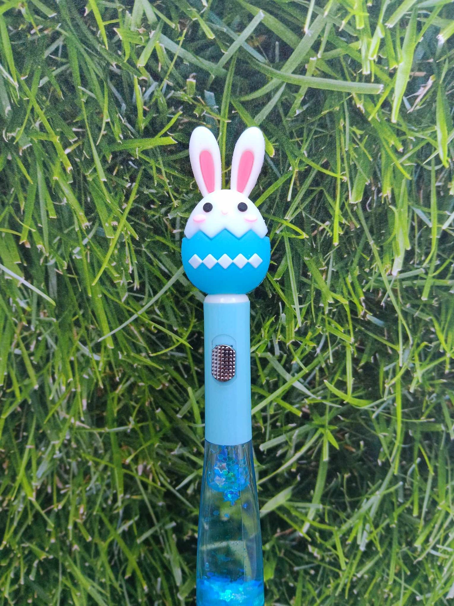 Blue Bunny Glitter Light Up Pen