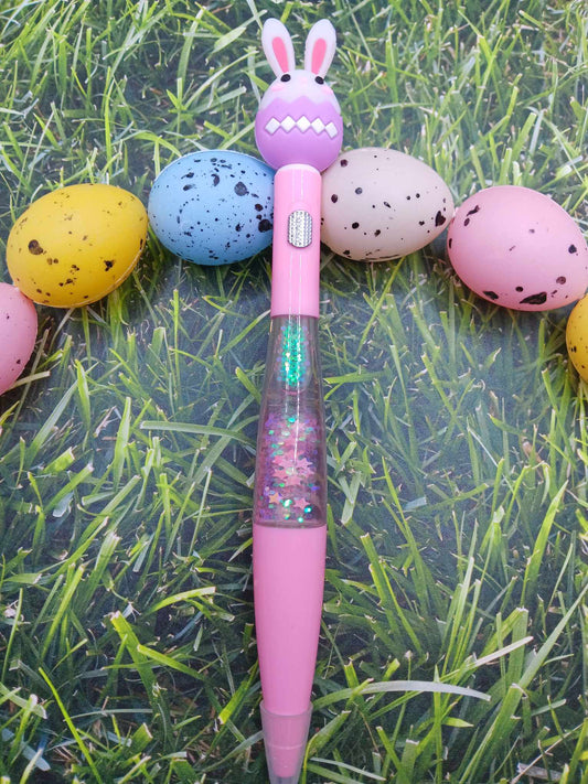 Pink Bunny Glitter Light Up Pen