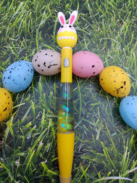 Yellow Bunny Light up Glitter Ink Pen