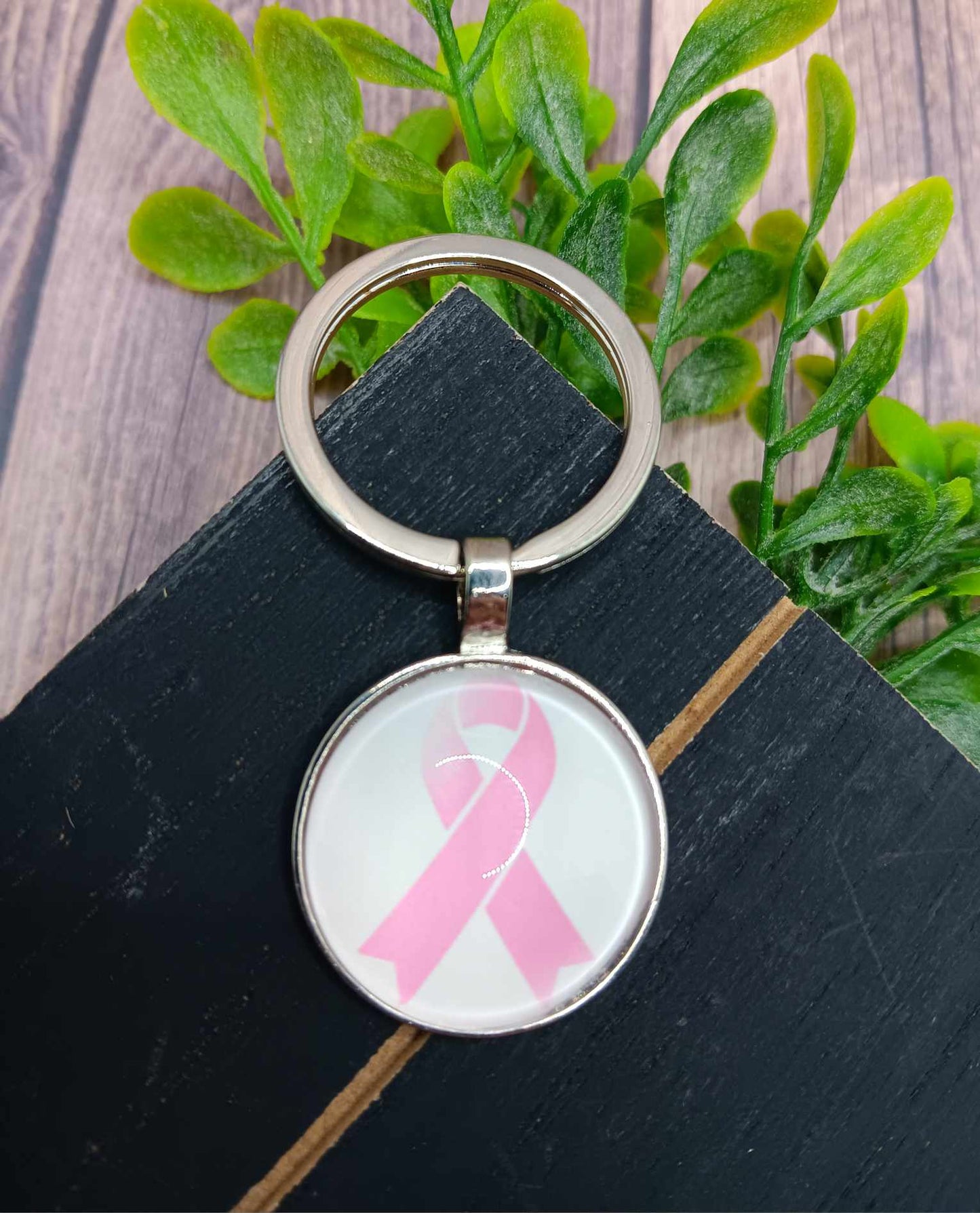 Pink Ribbon Breast Cancer Awareness Keychain