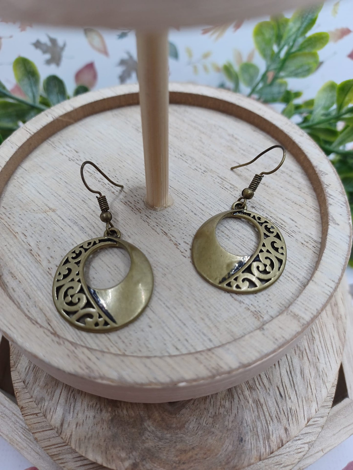 Dainty Brass Circle Style Filigree Earrings