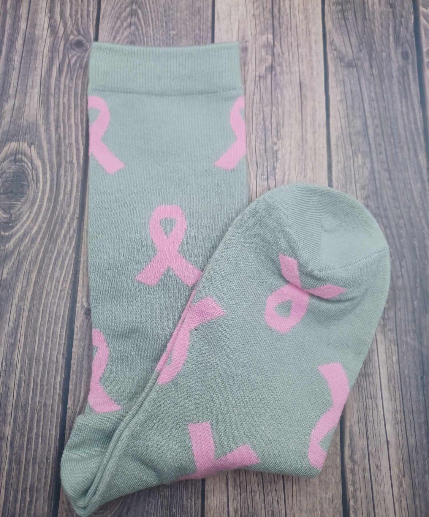 Breast Cancer Awareness Socks - Grey w/ Pink Ribbon