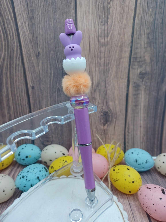 Purple Easter Peep Beaded Ink Pen
