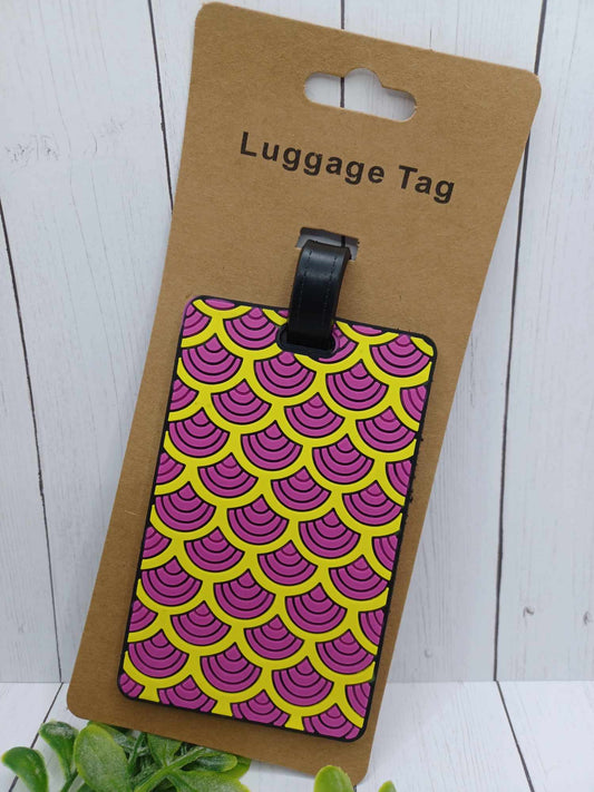 Pink & Yellow Mermaid Themed Luggage Tag