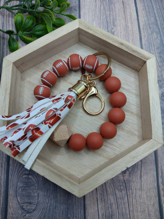 Football Beaded Wristlet w/ Tassel