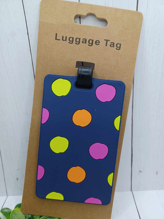 Blue w/ Yellow & Pink Polka Dot Luggage Tag
