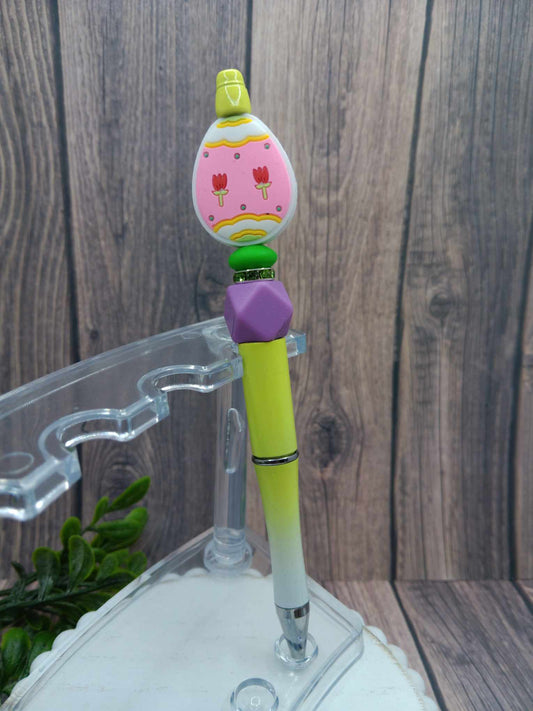 Pink & Yellow Easter Egg Beaded Ink Pen