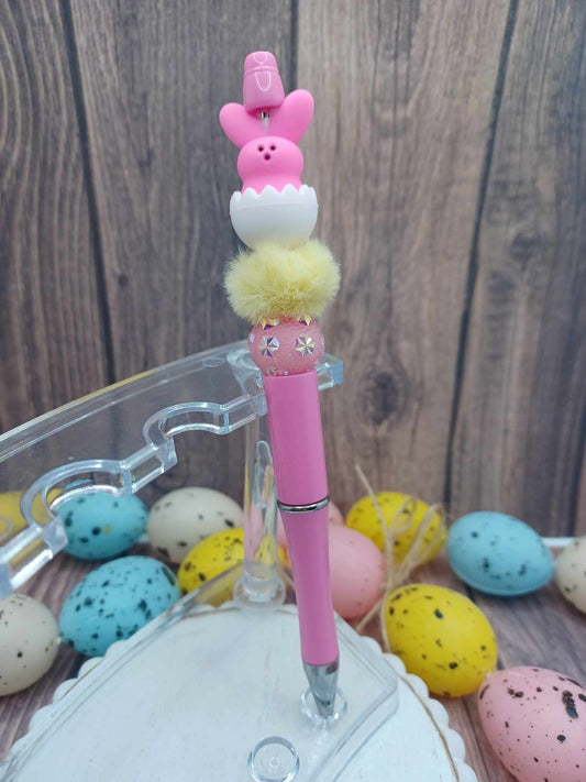 Pink Easter Peep Beaded Ink Pen
