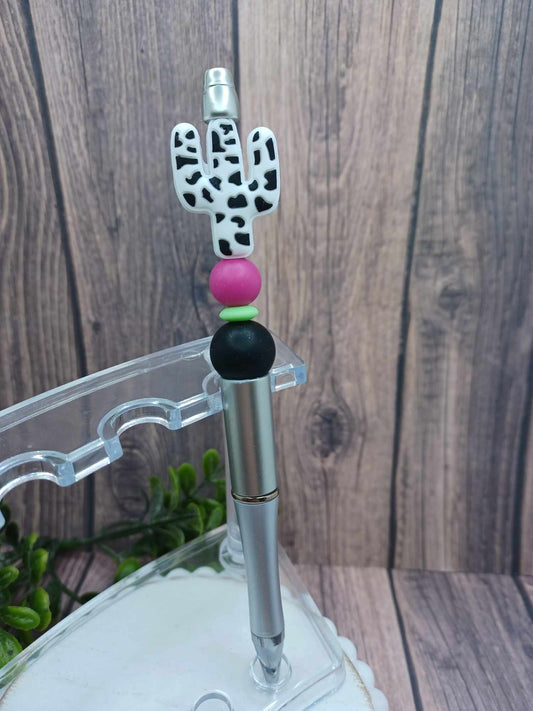 Cow Print Cactus Beaded Ink Pen