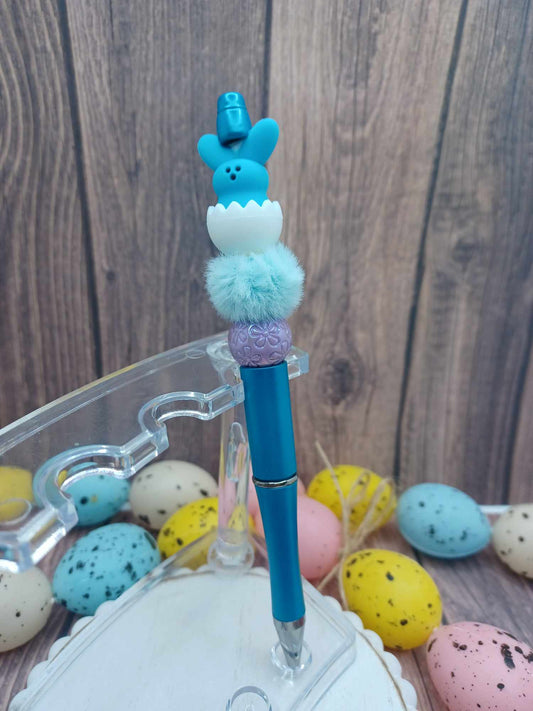 Blue Easter Peep Beaded Ink Pen
