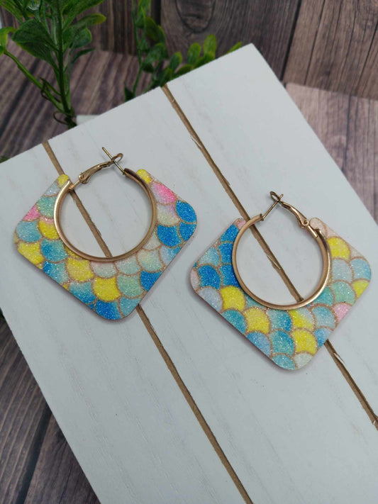 Multicolored Mermaid Style Glitter Earrings