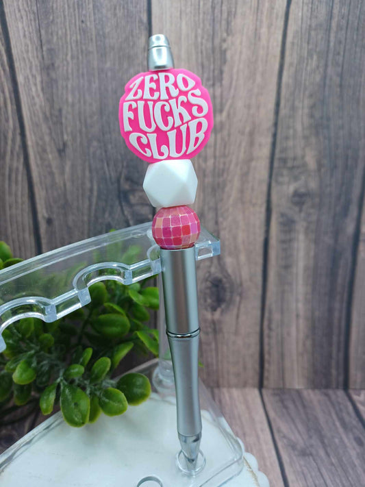Zero F*s Beaded Ink Pen - Silver