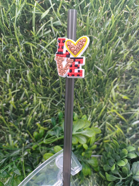 LOVE Leopard Print Straw Charm