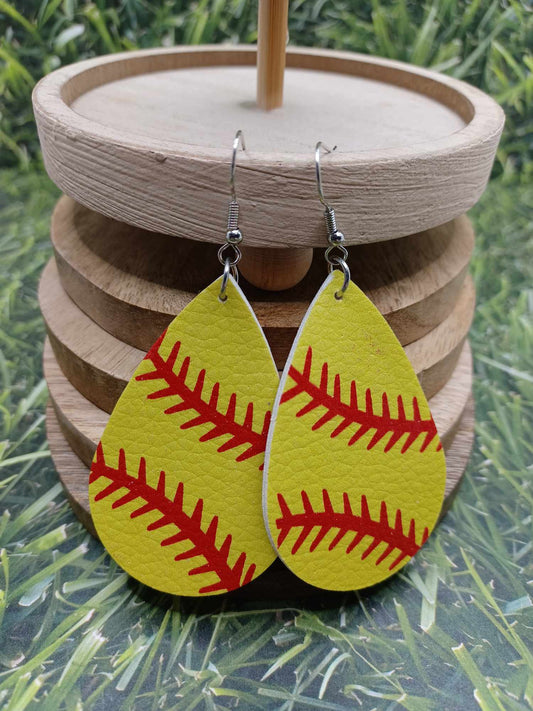 Softball Leather Style Earrings