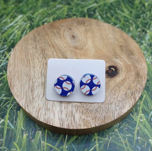 Blue Baseball Acrylic Earrings