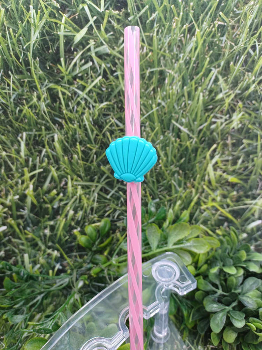 Seashell Straw Charm w/ Pink Straw