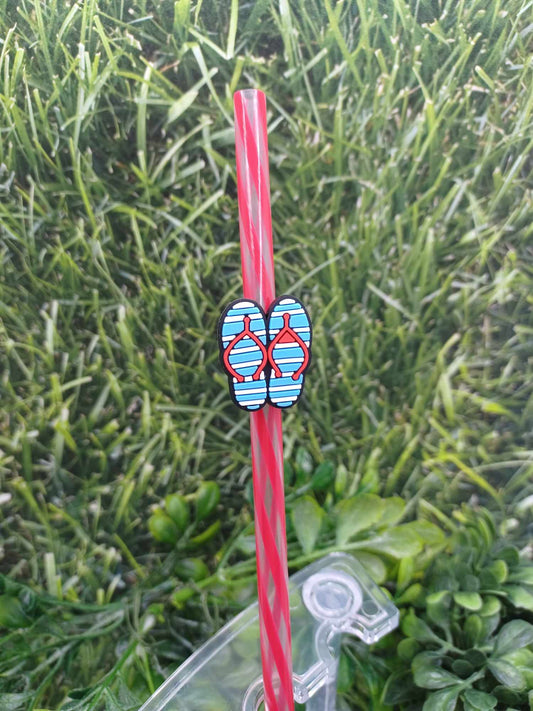 Flip Flop Straw Charm w/ Pink Straw