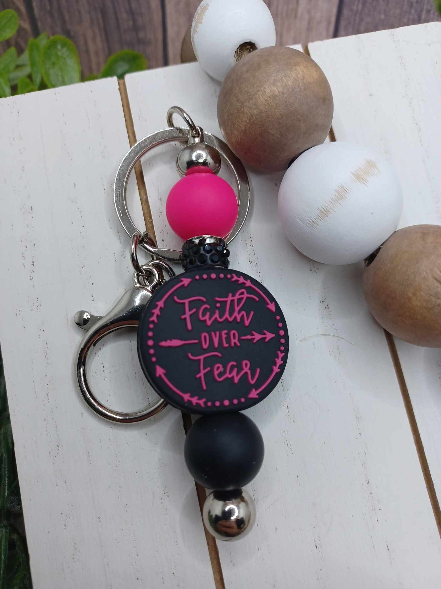 Faith Iver Fear Beaded Keychain