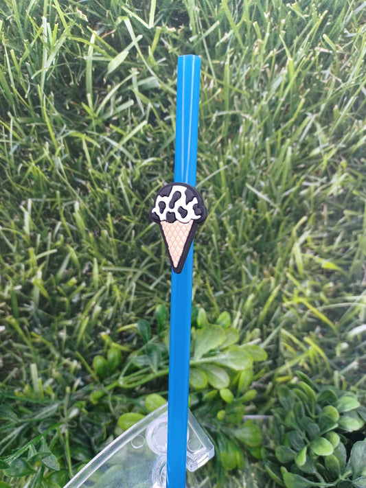 Ice Cream Straw Charm w/ Blue Straw