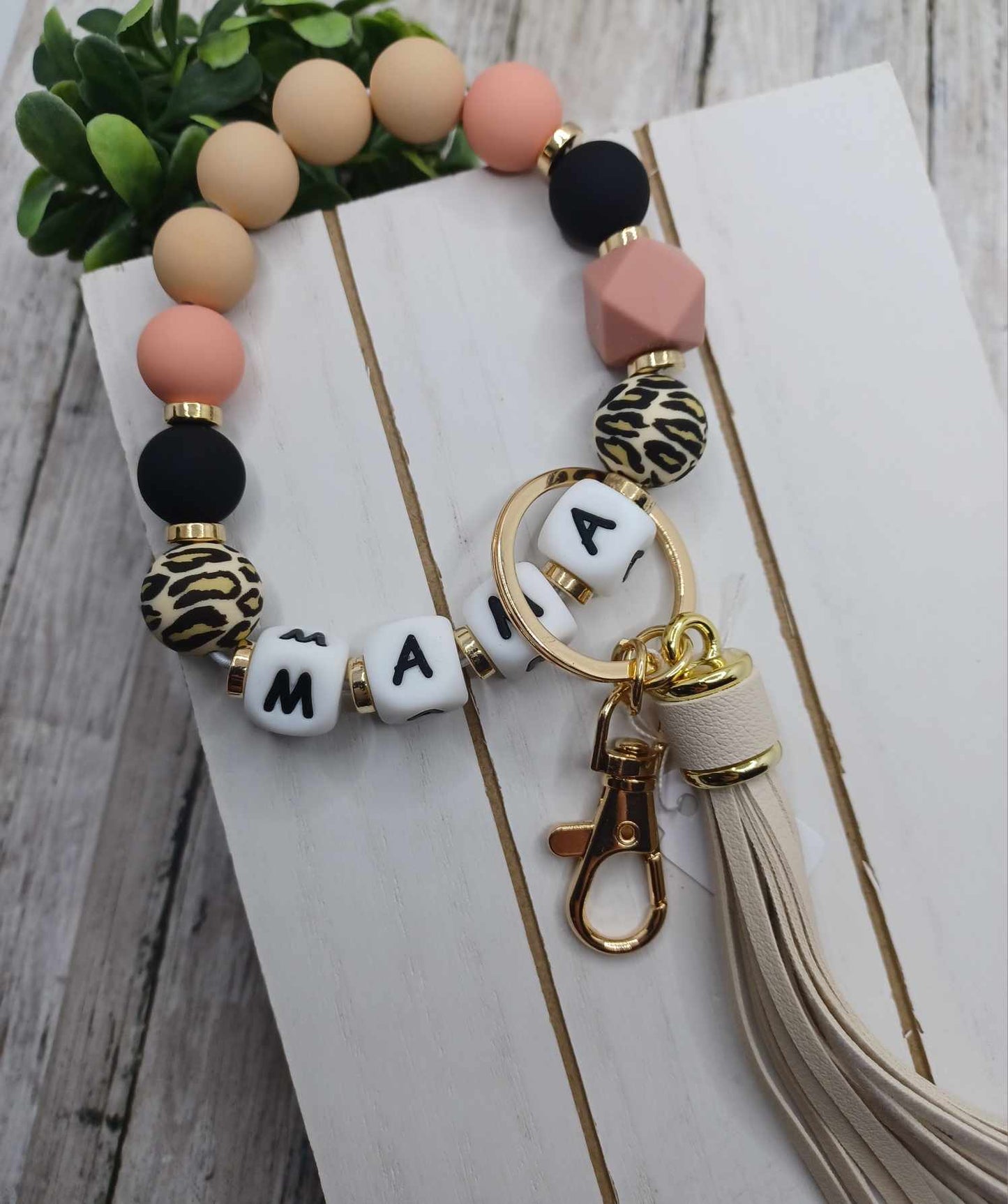 Mama Beaded Wristlet Keychain