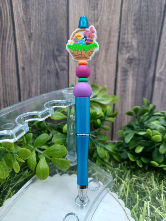 Easter Basket Beaded Ink Pen - Blue